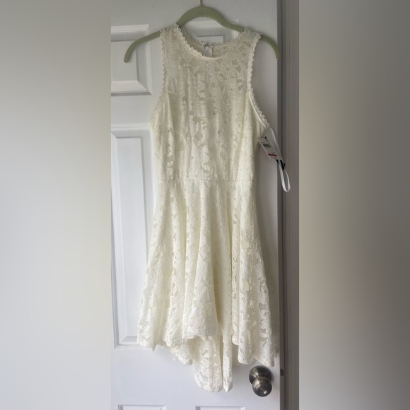 City Studio Ivory Lace Fit and Flare High Low Mini Dress - Picture 1 of 4